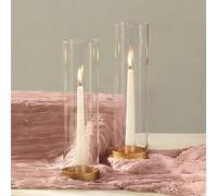 NUPTIO Hurricane Candlestick Holder Gold: 2 Pcs Glass Metal Candle Holders