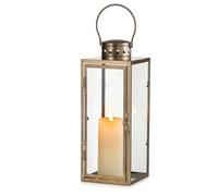 NUPTIO Large Lanterns Decorative Outdoor: 35cm Tall Rustic Floor Metal Lantern with Glass - Vintage Gold Candle Holder for Wedding Christmas Fireplace Table Porch Door Garden