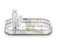 Nuptio Metal Mirrored Ornate Decorative Tray, Silver Rectangle Candle Holder, Wedding Snake Cupcake Tray, Table Storage Tray, Multifunctinal Dish Plate, Fruit Trays, Cosmetics Jewelry Organizer Tray