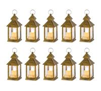 NUPTIO Mini LED Candle Lanterns: 10Pcs Gold Halloween Decorations