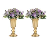 NUPTIO Pcs of 2 Flowered Metal Trumpet Vase Elegant Wedding Centerpieces Vase for Wedding Party Decoration, 23.2cm Tall Artificial Flower Arrangements for Anniversary Ceremony