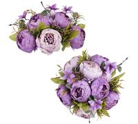 NUPTIO Peony Artificial Flowers Vintage: 2 Pcs 24cm Diam Purple Faux Silk Fake Flower Balls Centrepieces Arrangement Bouquet Bridal Wedding Centerpieces for Table Party Living Room Decorations