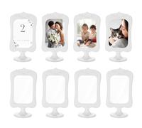 NUPTIO Photo Frame Double Sided: Set of 8 6x4 Inch White Picture Stand Baby Standing Vintage Wedding Day Table Birthday Multipack Plastic Love Christmas Anniversary Photograph Shower Photoframe