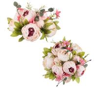 NUPTIO Pink Peony Flowers for Centrepieces: 2 Pcs 24cm Diam Artificial Flower Balls Vintage Fake Silk Bridal Ball Arrangement Bouquet Wedding Party Table Living Room Decorations