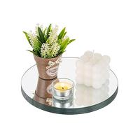 NUPTIO Round Mirror Plate Table Centrepieces 20cm Glass Candle Plates | 6 Pcs 2mm Mirrors Wedding Mirrored Candle Tray Set Small for Event Diy Crafts Project Home Decor Christmas
