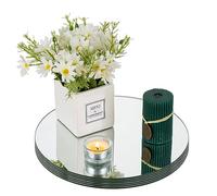 NUPTIO Round Mirrored Candle Plates 25cm: Glass Centrepieces for Tables