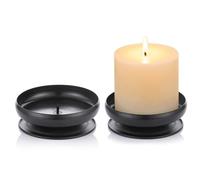 NUPTIO Set of 2 Black Iron Pillar Candle Holders Spike Candle Holder 9cm Diameter. Ideal for Wax or LED Candle Gardens, Spa, and Aromatherapy, Incense Cones, Wedding, Party, Spa, as Pedestal