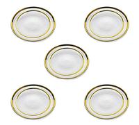 NUPTIO Side Plates Round Charger Plates Glass Tray with Gold Rim, Glass Plates Dinner Chargers for Receptions Weddings Parties Banquets Table Decoration Events, 10 Pcs(5 Sets)