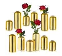 NUPTIO Small Glass Vase Gold: Set of 12 Bud Vases Bulk Flower Little Golden Vase for Wedding Table Centrepiece Birthday Party Decorations