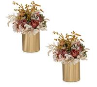 NUPTIO Small Gold Vase for Flowers: 2 Pcs 13cm Metal Flower Vases Wedding Table Centrepieces Vintage Plant Pot for Christmas Birthday Party Living Room Balcony Decorations