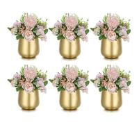 NUPTIO Small Vase for Wedding Centrepieces: 6 Pcs 10cm Gold Vases Table Centrepiece Vintage for Weddings Birthday Party Decorations - Metal Plant Pots Living Room Balcony Ornaments