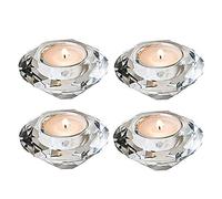 Nuptio Tea Light Candle Holders: 4 Pcs Tealight Holders Glass Candle Holder Votive Crystal Candleholders Hand Cut Diamond Wedding Table Centrepiece Decorations Christmas Birthday Party Gifts for Mum