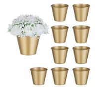 NUPTIO Vase Centrepiece Gold Metal: 10 Pcs 12.5cm Trumpet Vase for Wedding Christmas Birthday Party - Small Planters Plants Flowers Pot for Indoor Home Tables Decorations