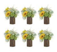 NUPTIO Vase Centrepiece Rustic Wooden: 6 Pcs 13cm Vintage Flower Vases for Wedding Reception Decor - Brown Small Flowers Pots for Home Tables Garden Decorations