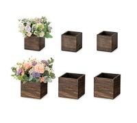 NUPTIO Vase Centrepiece Wooden Farmhouse: 6 Pcs Vintage Flower Pots for Rustic Wedding Christmas Party - 12.7cm & 10cm Planter Centerpieces for Indoor Home Table Decoration