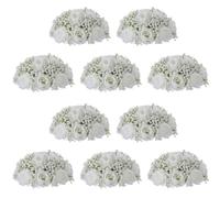 NUPTIO White Flowers Ball Centrepieces: 10 Pcs 22cm Diameter Decorative Artificial Rose Balls for Wedding Table - Fake Gypsophila Baby Breath Flower Arrangement for Party Reception