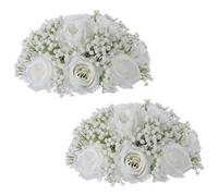 NUPTIO White Flowers Ball Centrepieces: 2 Pcs 22cm Diameter Decorative Artificial Rose Balls for Wedding Table - Fake Gypsophila Baby Breath Flower Arrangement for Party Reception
