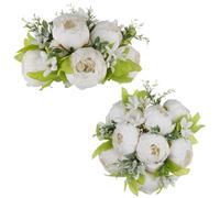 NUPTIO White Peony Flowers for Centrepieces: 2 Pcs 24cm Diam Artificial Flower Balls for Centerpieces Vintage Fake Bridal Arrangement Bouquet Wedding Party Table Decorations
