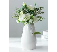 NUPTIO White Vase Funny Gifts: Novelty Ceramic Flower Vases for Birthday Housewarming Presents - 24.5cm Height Unique Centrepiece for Living Room Kitchen Hallway Table Decor