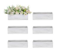 NUPTIO Wooden Centrepieces Flower Box: 6 Pcs 30cm Rectangular Table Centrepiece Wood Vase Rustic White Long Boxes for Wedding Party Christmas Decorations