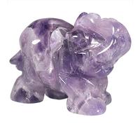Nupuyai 1.5" Amethyst Elephant Statue Crystal Stone Elephant Ornament