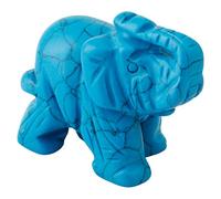 Nupuyai 1.5" Blue Howlite Turquoise Crystal Elephant Statue for Home Decor