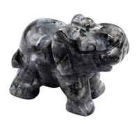 Nupuyai 1.5" Labradorite Crystal Elephant Statue for Home Decor