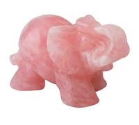 Nupuyai 1.5" Rose Quartz Crystal Elephant Statue for Home Decor