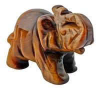 Nupuyai 1.5" Tiger's Eye Crystal Elephant Statue for Home Decor
