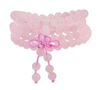 Nupuyai 108 Mala Prayer Beads Bracelet Women Men, Rose Quartz Crystal Stone Beads Wrap Bracelet Meditation Stone Necklace Multi Layer Bracelet