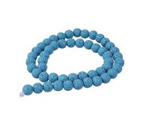 Nupuyai 10mm Blue Round Disc Lava Rock Stone Beads Essential Oil Diffuser Volcanic Beads Strand 14" for Jewelry Making DIY Art Handcraft