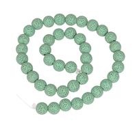 Nupuyai 10mm Green Round Disc Lava Rock Stone Beads Essential Oil Diffuser Volcanic Beads Strand 14" for Jewelry Making DIY Art Handcraft