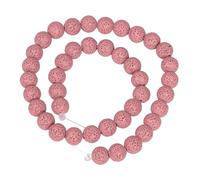 Nupuyai 10mm Pink Round Disc Lava Rock Stone Beads Essential Oil Diffuser Volcanic Beads Strand 14" for Jewelry Making DIY Art Handcraft