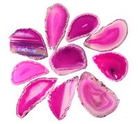Nupuyai 10pcs Drilled Fuchsia Agate Slices Polished Stones Jewelry Making