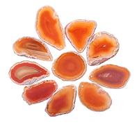 Nupuyai 10pcs Orange Red Top Drilled Agate Slices, Irregular Polished Geode Agate Stone Pendant for Jewellery Making DIY Artwork, Slab Name Place Cards Set