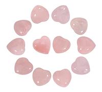 Nupuyai 12pcs Rose Quartz Crystal Heart Love Palm Worry Stone for Chakra Healing, Carved Stone for Home Decoration 1.5cm