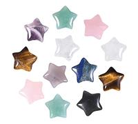 Nupuyai 12pcs Various Stones Mini Crystals Star Palm Worry Stone Set, Energy Carved Pocket Stone for Chakra Healing Home Office Decor 1.5cm