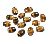 Nupuyai 15pcs Large Hole Stone Oval Shape Loose Beads Charms for Bracelet, Tiger's Eye Crystal Stone European Beads for Jewelry Making