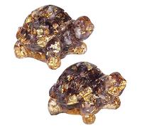 Nupuyai 2pcs Amethyst Crystal Turtle Figurine, Healing Stone Statue