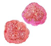 Nupuyai 2pcs Angel Aura Quartz Geode Stone, Titanium Coated Natural Rock Crystal Cluster Specimen for Reiki Healing Home Decor 10-35g, Red