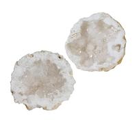 Nupuyai 2pcs Angel Aura Quartz Geode Stone, Titanium Coated Natural Rock Crystal Cluster Specimen for Reiki Healing Home Decor 10-35g, White