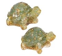 Nupuyai 2pcs Green Aventurine Crystal Turtle Figurine, Healing Stone Statue