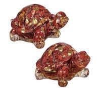 Nupuyai 2pcs Red Jasper Crystal Turtle Figurine, Healing Stone Statue