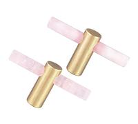 Nupuyai 2pcs Rose Quartz Cylinder Crystal Stone Drawer Knobs