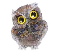 Nupuyai 3" 7 Chakra Stones Owl Bird Carved Crystal Animal Statue Ornament, Resin Chip Stones Pocket Figurine Energy Healing Home Office Decor