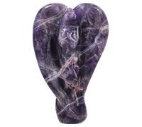 Nupuyai 3.8" Amethyst Crystal Abstract Angel Statue, Love Guardian Praying Angel Figurine Hand Carved Stone Pocket Statue Good Luck Home Office Car Decor