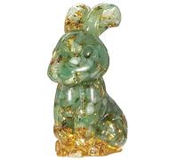 Nupuyai 3" Green Aventurine Crystal Stone Animal Rabbit Statue, Easter Bunny Figurine Resin Stone Figure Pocket Sculpture Feng Shui Ornament Good Luck Home Office Decor