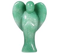 Nupuyai 3" Green Aventurine Guardian Love Heart Crystal Angel Statue, Carved Pocket Angel Figurine Spiritual Healing Stone Ornament for Home Office Decor