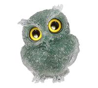 Nupuyai 3" Green Aventurine Owl Bird Carved Crystal Animal Statue Ornament, Resin Chip Stones Pocket Figurine Energy Healing Home Office Decor