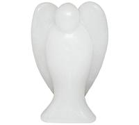 Nupuyai 3" White Jade Guardian Crystal Angel Statue, Love Pocket Carved Angel Figurine Spiritual Healing Stone Ornament for Home Office Decor
